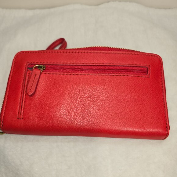 FOSSIL Issue No. 1951 Clutch Wallet Wristlet Leather New with tags Red - Picture 4 of 7